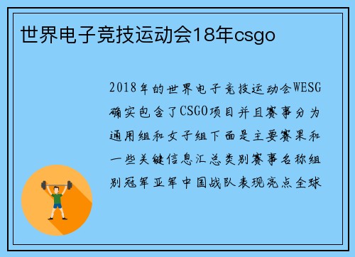 世界电子竞技运动会18年csgo